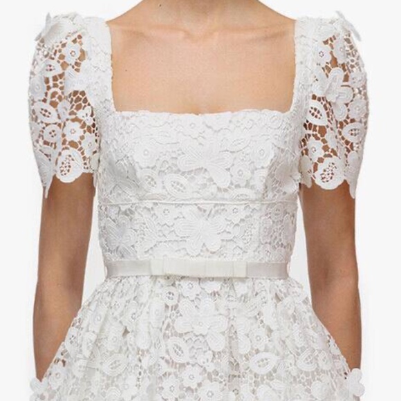 Self-Portrait White Guipure Lace Midi Dress NWT Size 10 - Picture 1 of 10